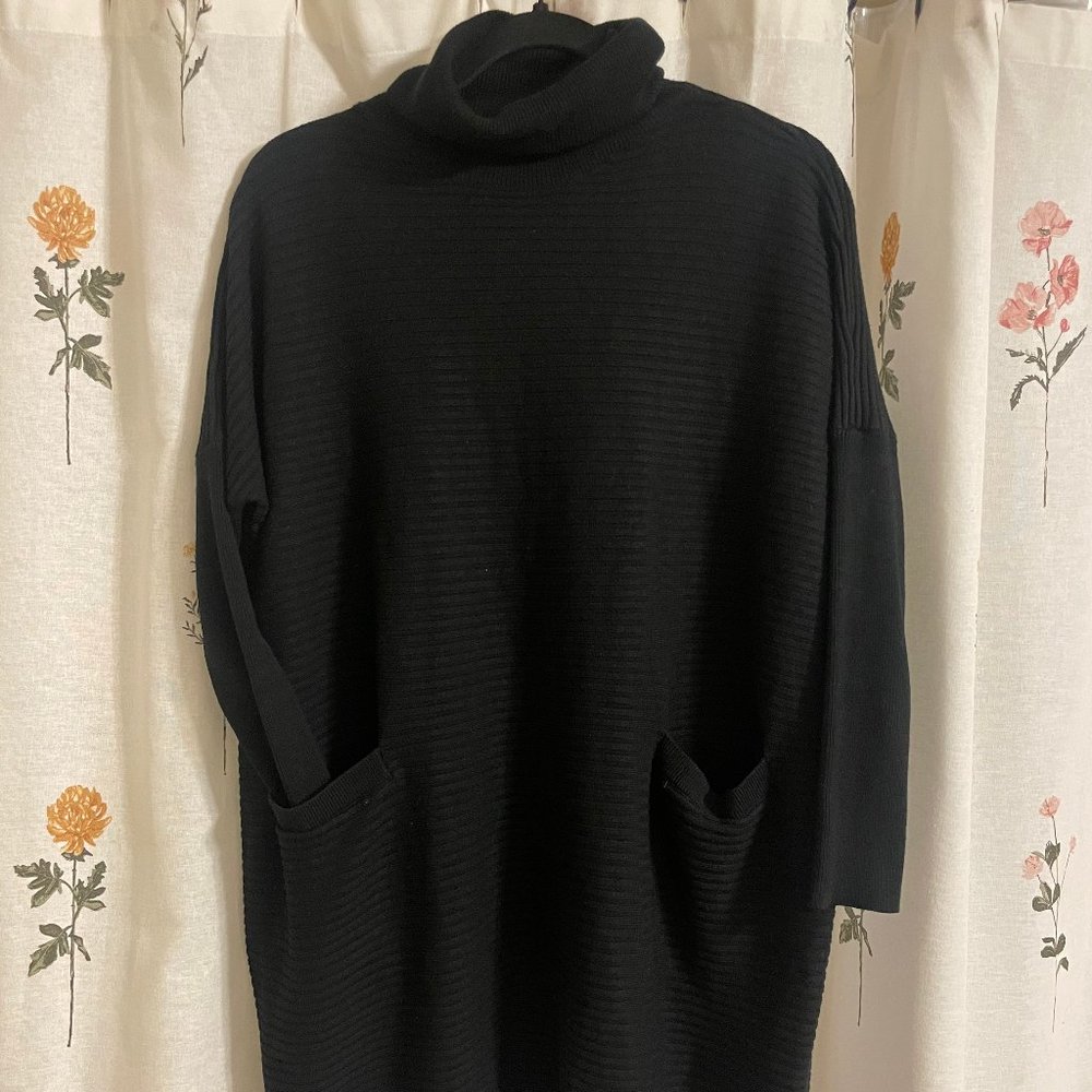 Black turtleneck short sweater dress
